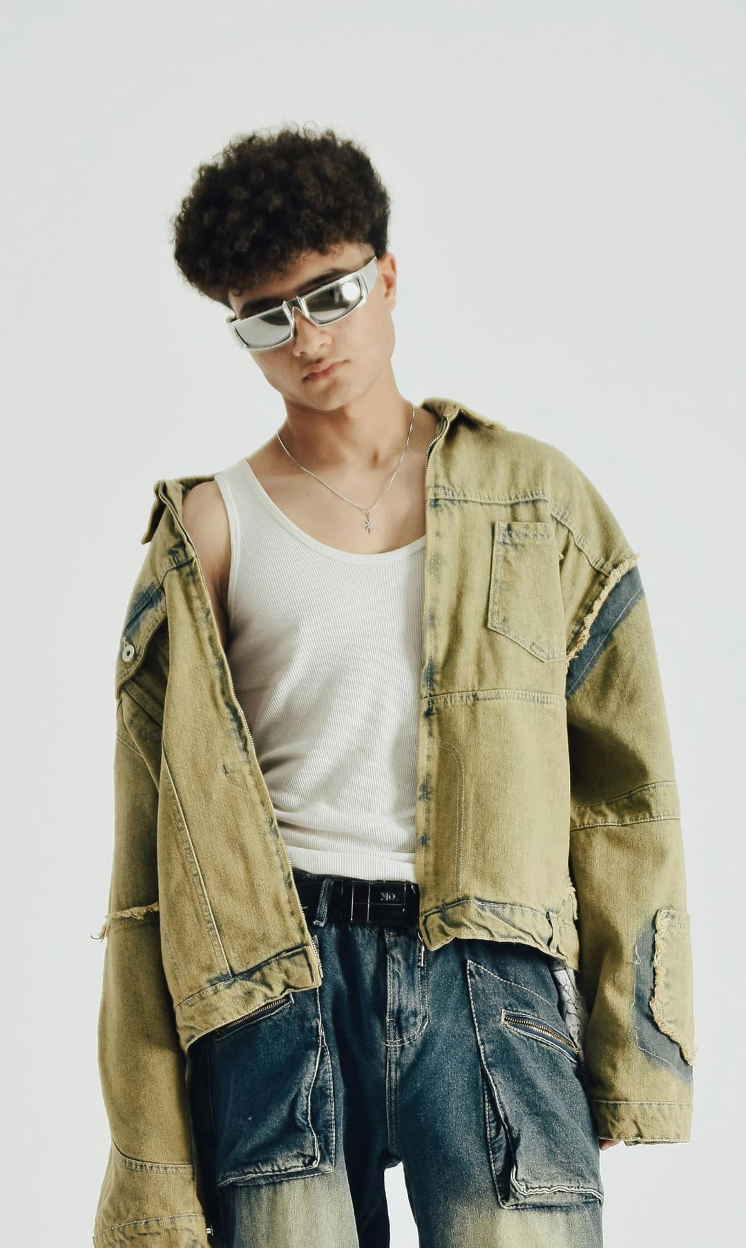 Distressed Dyed Denim Jacket