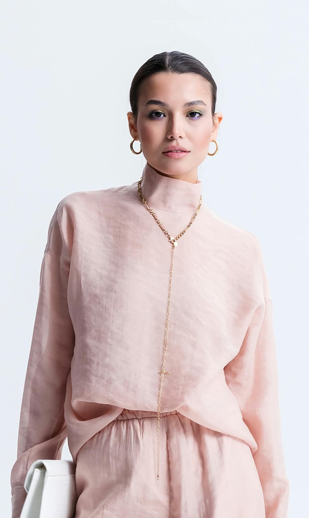 Pink Turtleneck Blouse